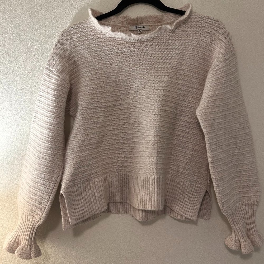 Madewell - RUFFLE-NECK PULLOVER SWEATER IN COTTON-MERINO YARN